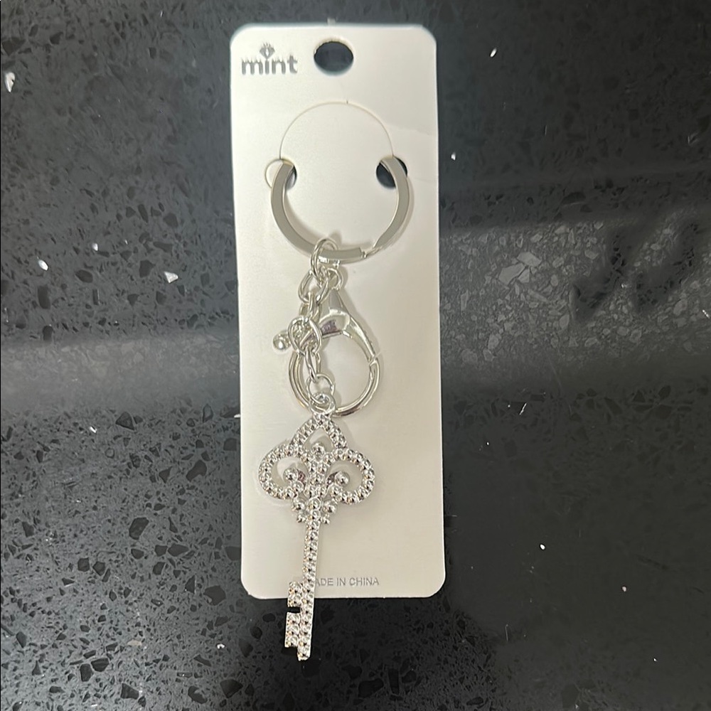 NEW Mint Silver Key Charm Keychain Bag Charm